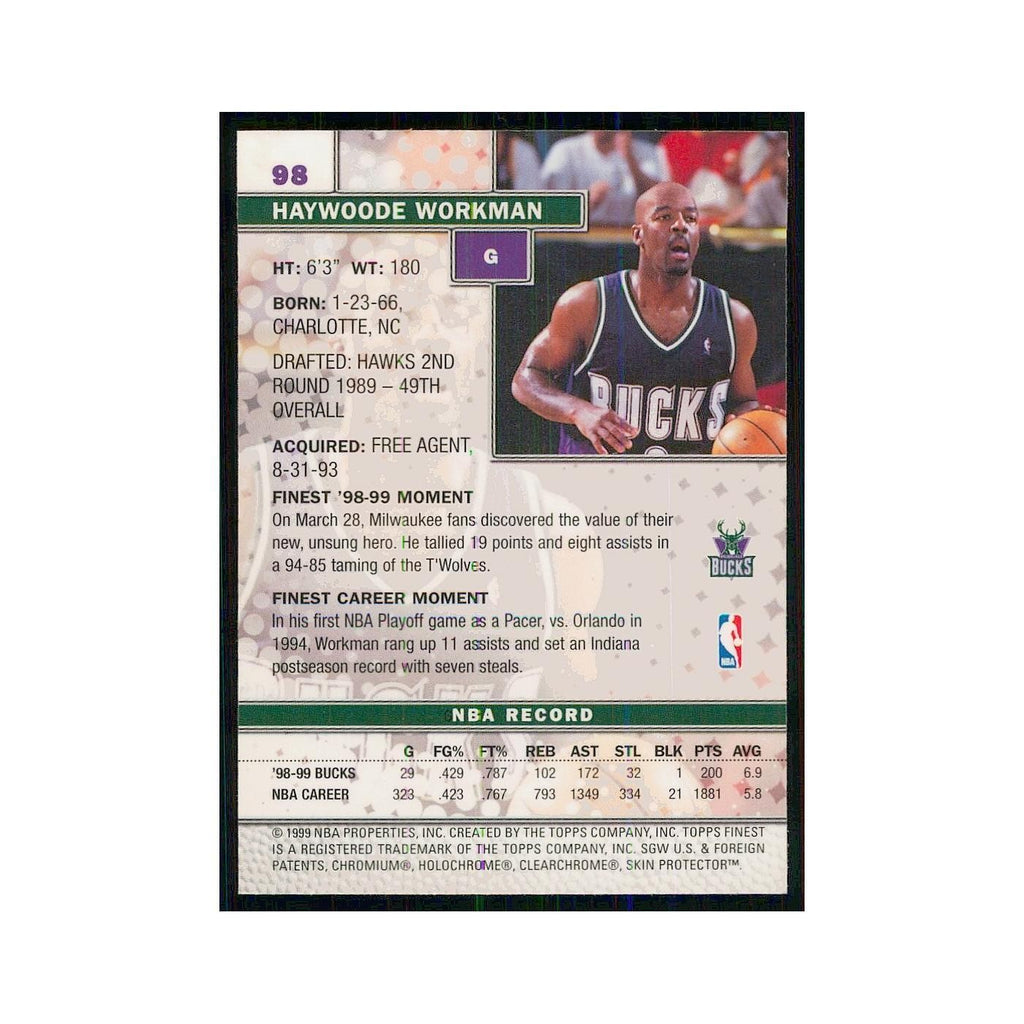 1999 Finest w Coating Haywoode Workman Bucks #98