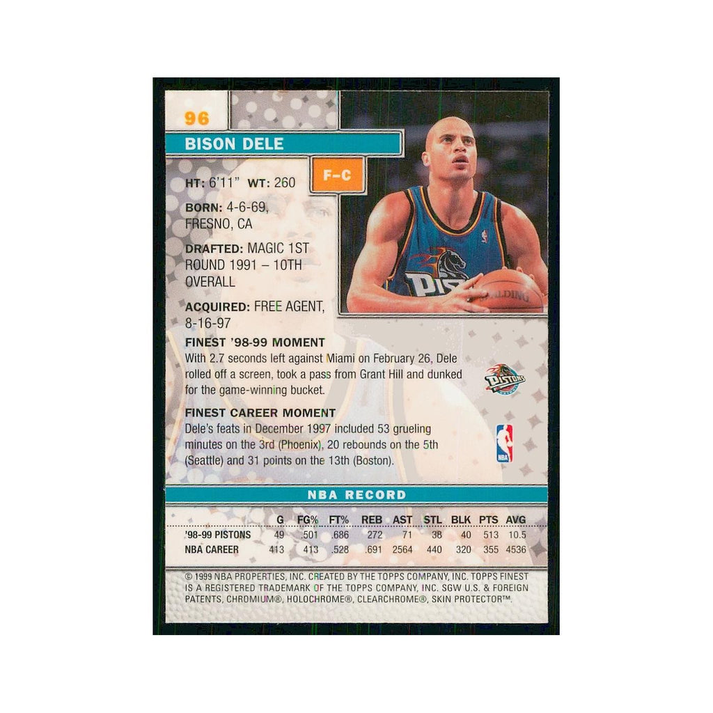 1999 Finest w Coating Bison Dele Pistons #96