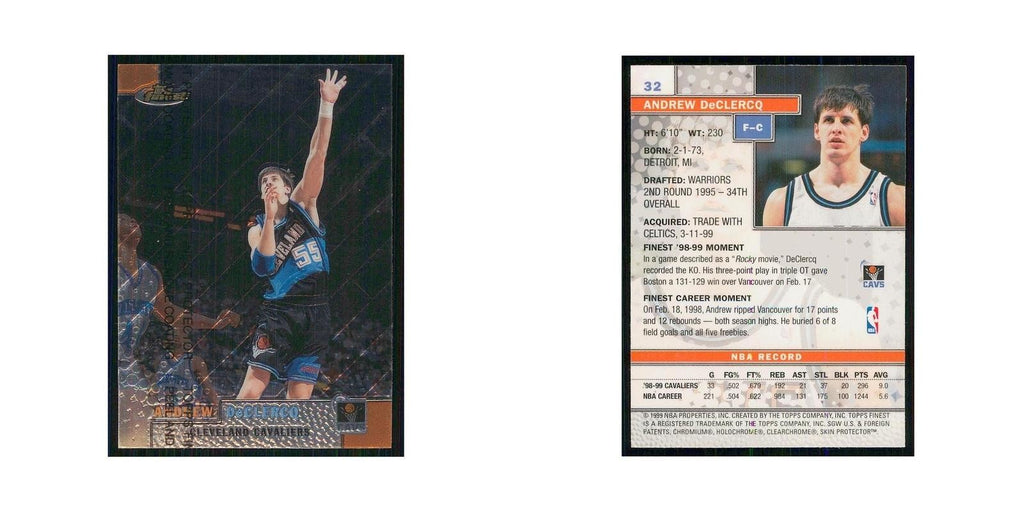 1999 Finest w Coating Andrew DeClercq Cavaliers #32
