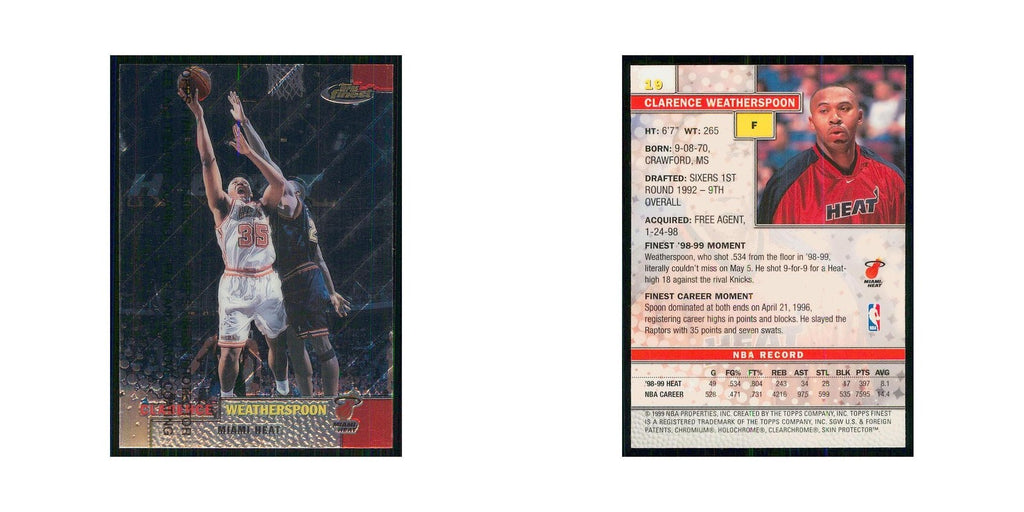 1999 Finest w Coating Clarence Weatherspoon Heat #19
