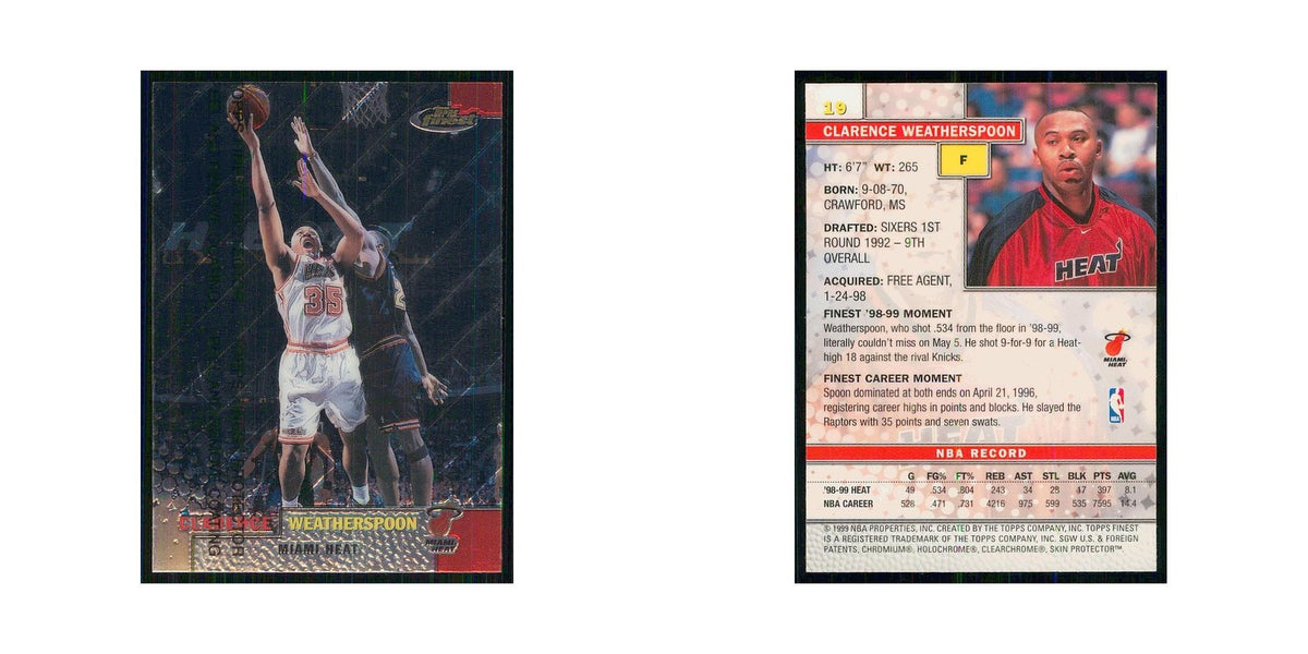 1999 Finest w Coating Clarence Weatherspoon Heat #19