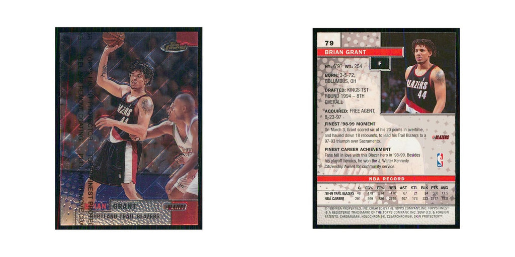 1999 Finest w Coating Brian Grant Blazers #79