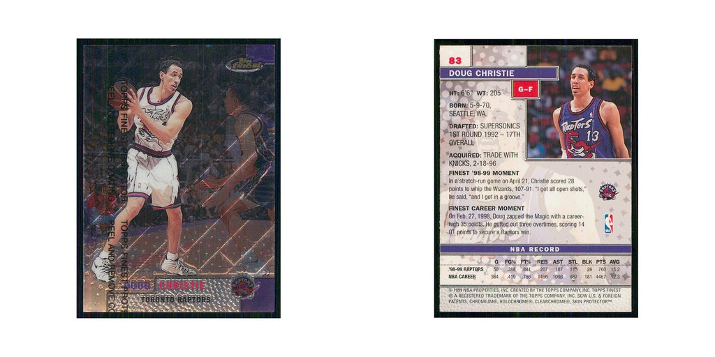 1999 Finest w Coating Doug Christie Raptors #83