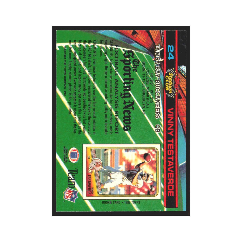1991 Stadium Club Vinny Testaverde Buccaneers #24