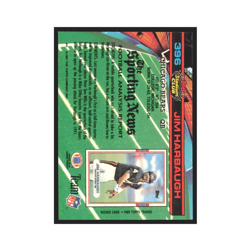 1991 Stadium Club Jim Harbaugh Bears #396
