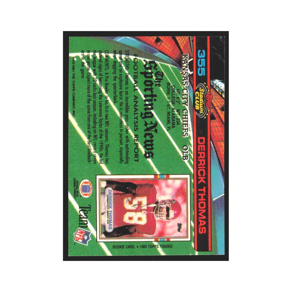 1991 Stadium Club Derrick Thomas Chiefs #355