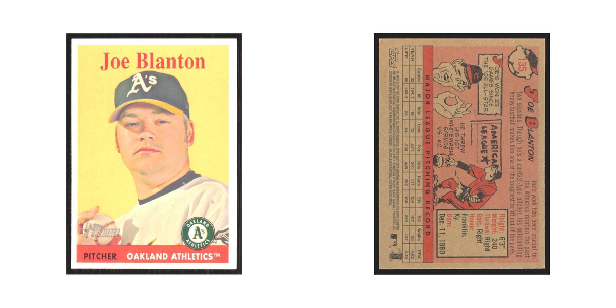 Joe Blanton 2007 Topps Heritage #135 Oakland Athletics Baseball Card NM