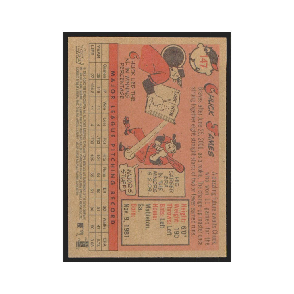 Chuck James 2007 Topps Heritage #147 Atlanta Braves Baseball Card NM