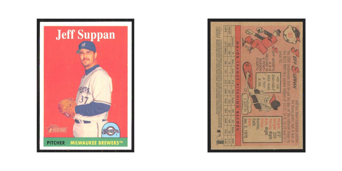 Jeff Suppan 2007 Topps Heritage #97 Milwaukee Brewers Baseball Card NM