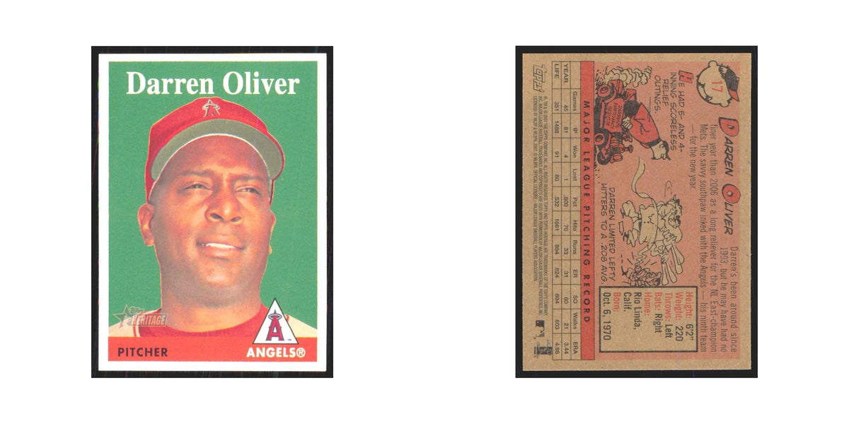 Darren Oliver 2007 Topps Heritage #17 Los Angeles Angels Baseball Card NM