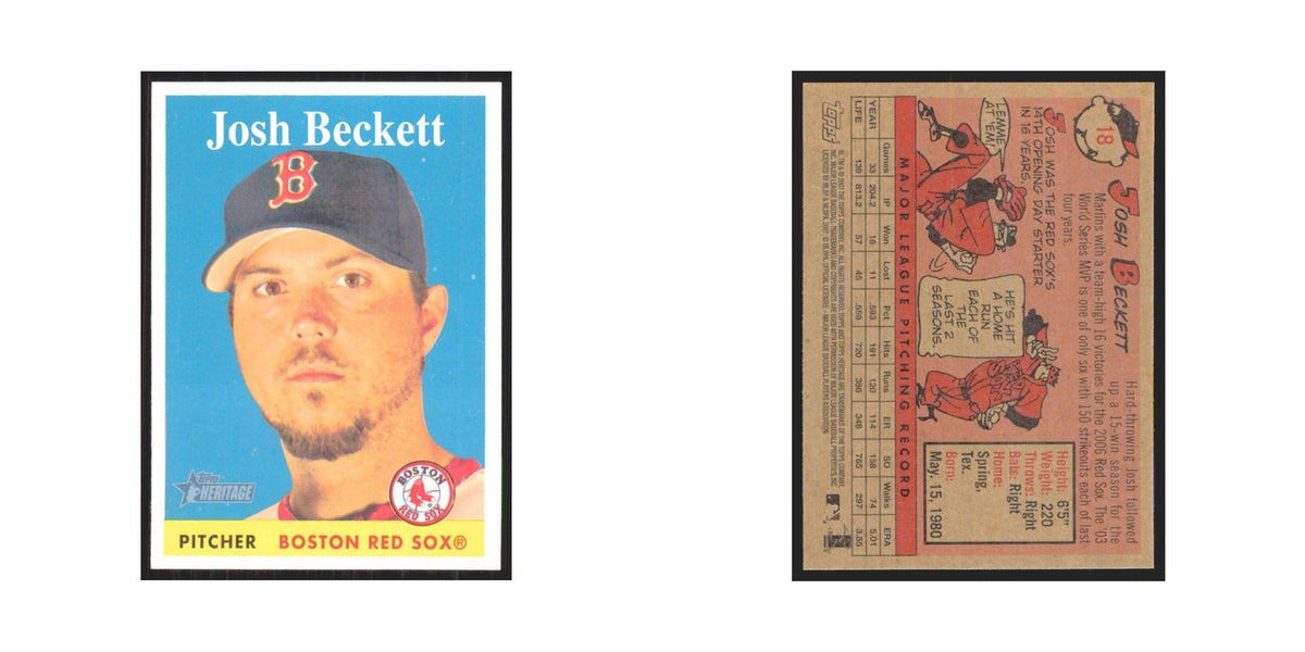 Josh Beckett 2007 Topps Heritage #18 Boston Red Sox Baseball Card NM