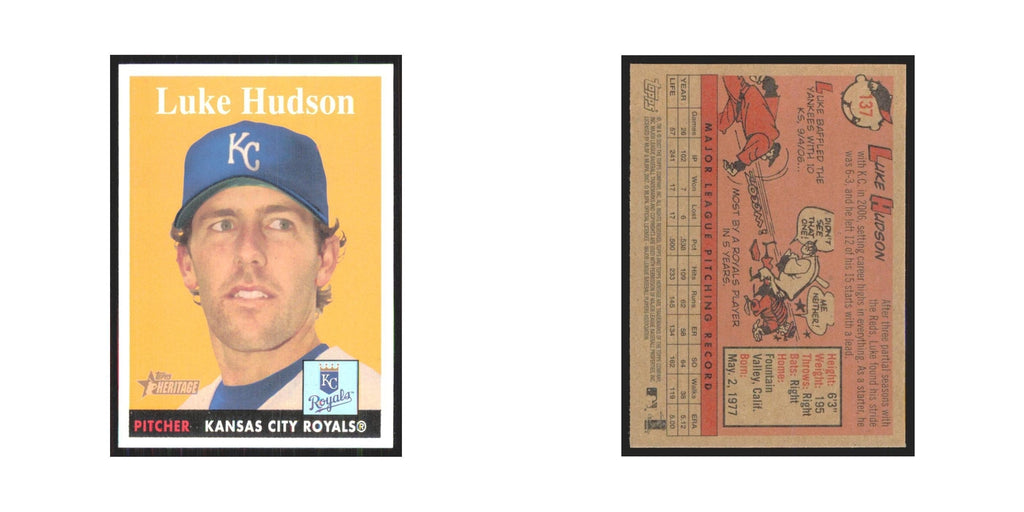 Luke Hudson 2007 Topps Heritage #137 Kansas City Royals Baseball Card NM