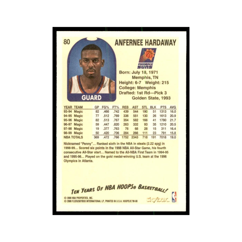 1999 Hoops Decade Anfernee Hardaway Suns #80