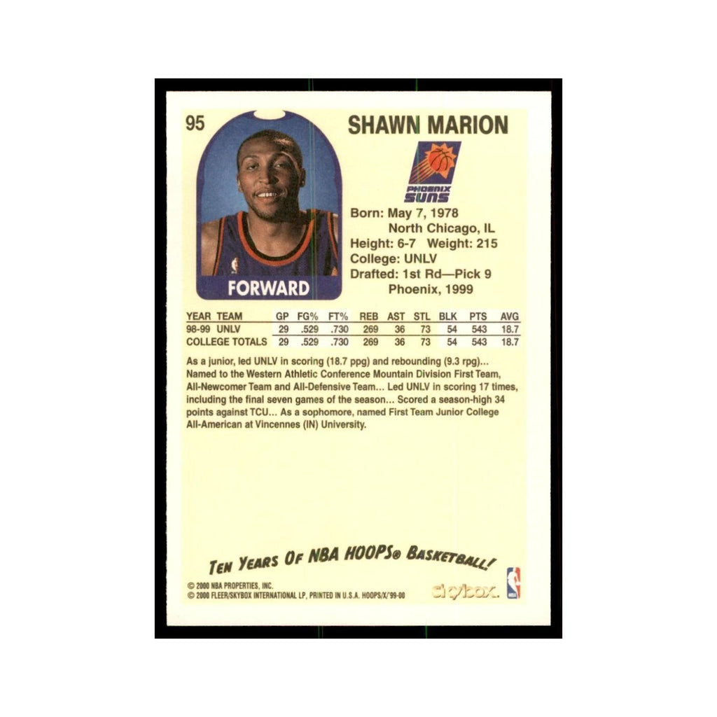 1999 Hoops Decade Shawn Marion RC Suns #95