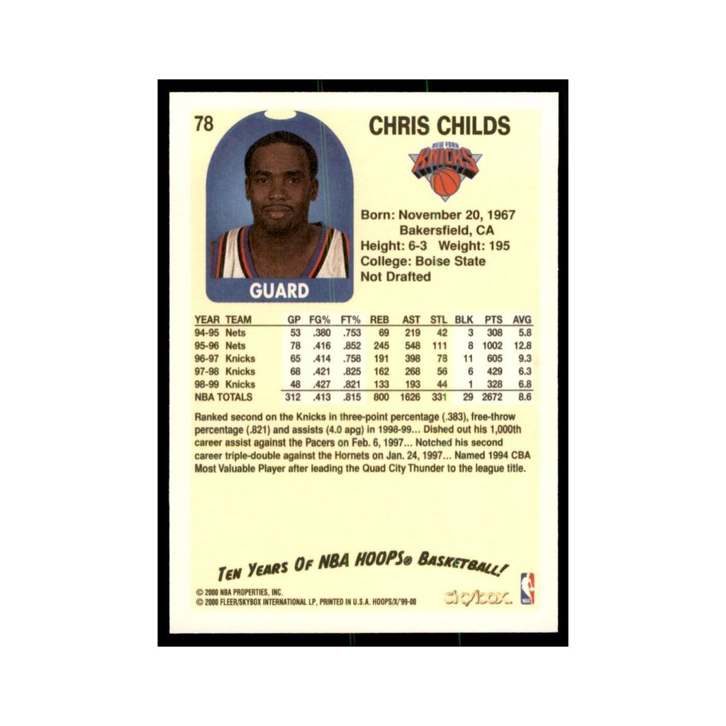 1999 Hoops Decade Chris Childs Knicks #78