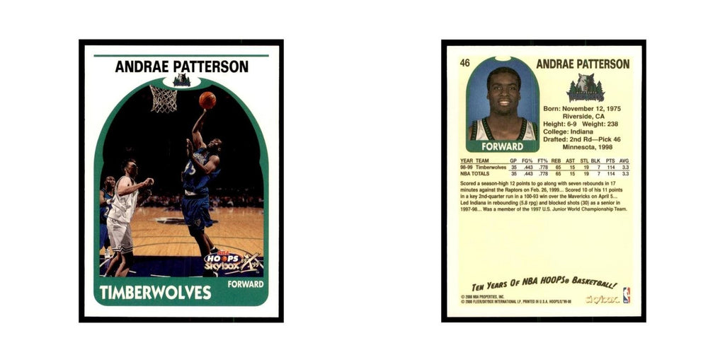 1999 Hoops Decade Andrae Patterson Timberwolves #46