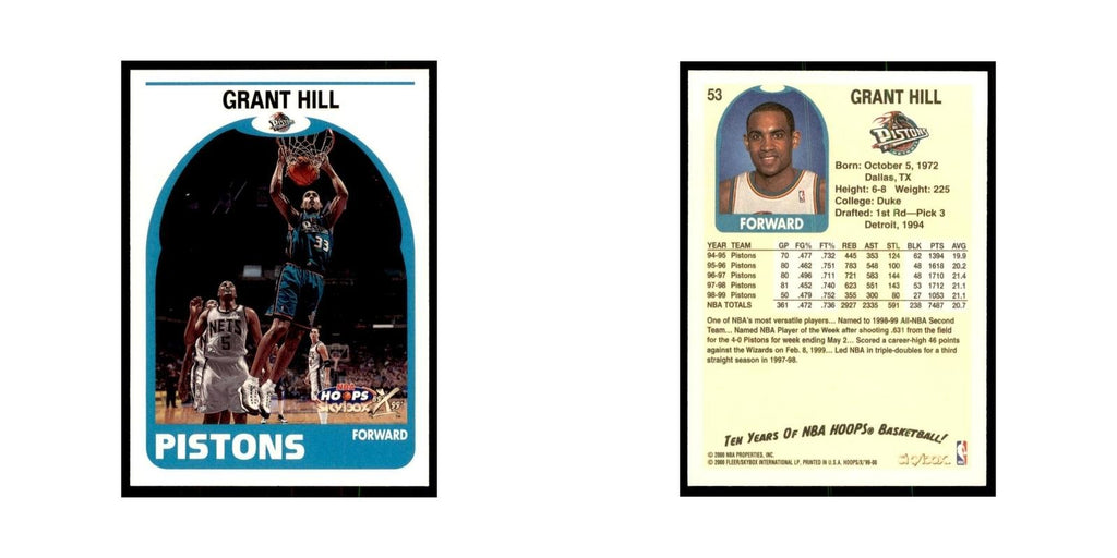 1999 Hoops Decade Grant Hill Pistons #53