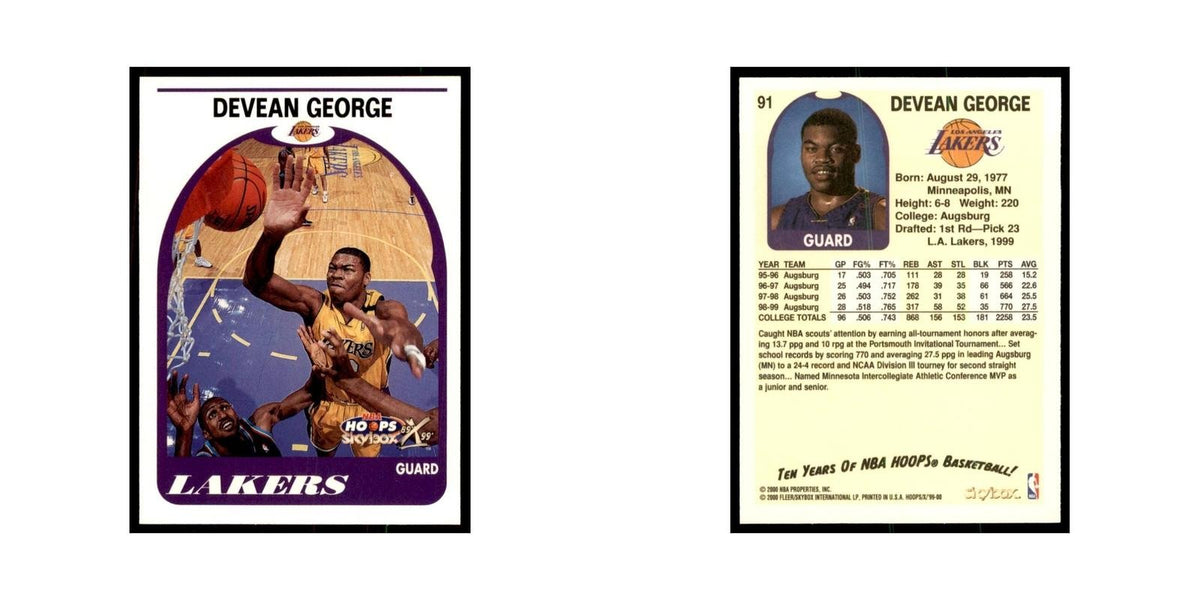 1999 Hoops Decade Devean George RC Lakers #91
