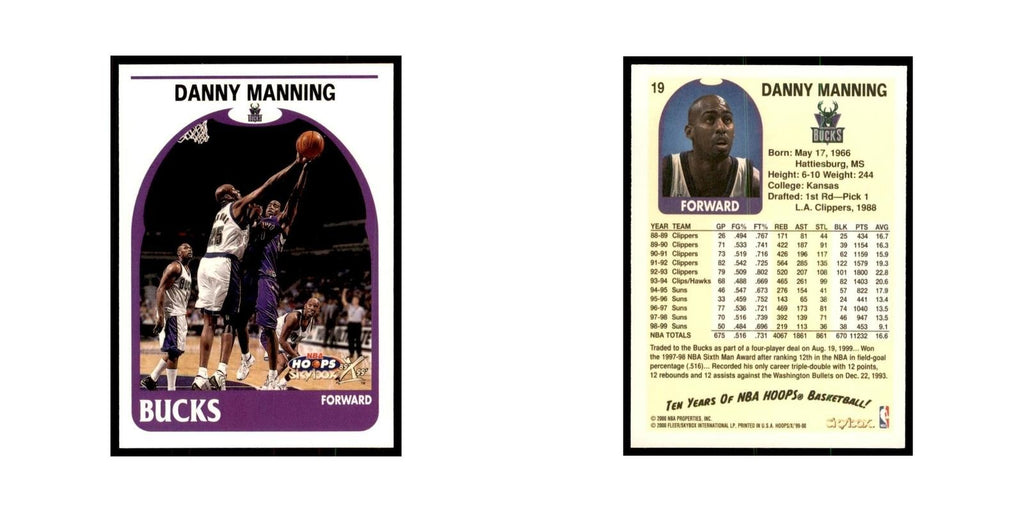 1999 Hoops Decade Danny Manning Bucks #19