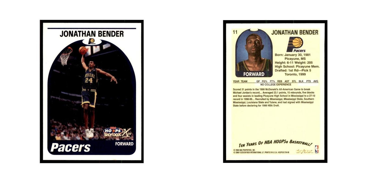 1999 Hoops Decade Jonathan Bender RC Pacers #11