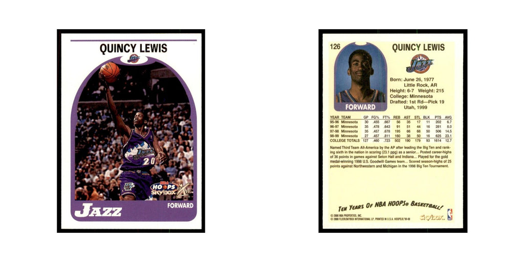 1999 Hoops Decade Quincy Lewis RC Jazz #126
