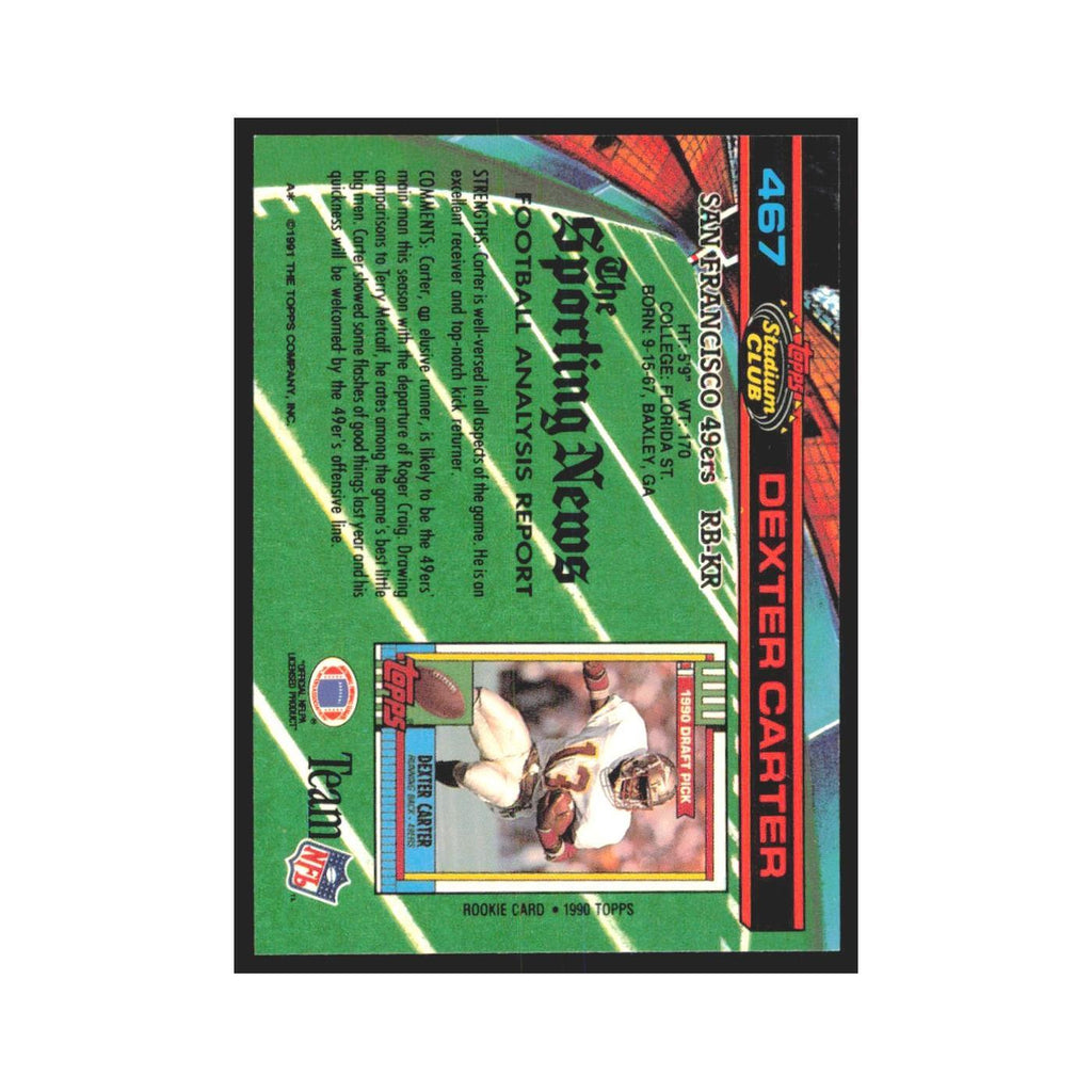 1991 Stadium Club Dexter Carter 49ers #467