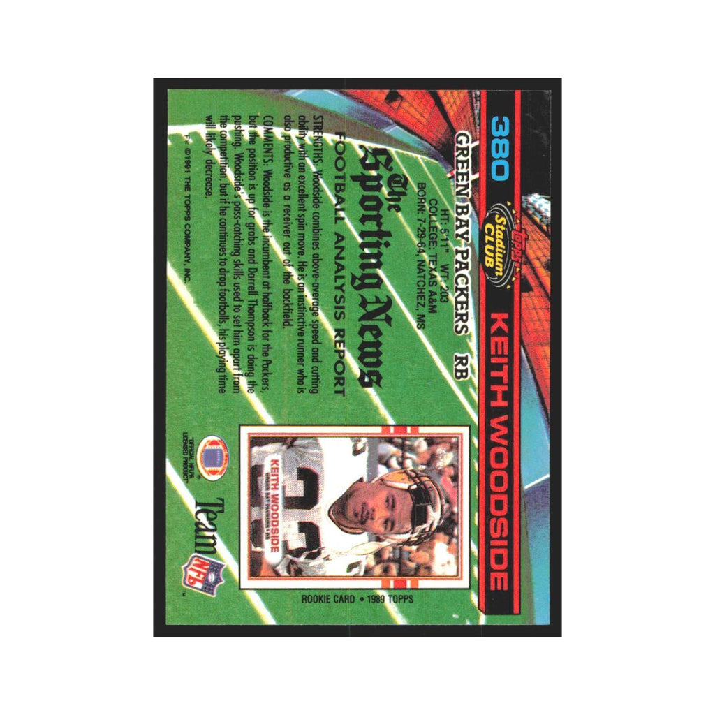 1991 Stadium Club Keith Woodside Packers #380