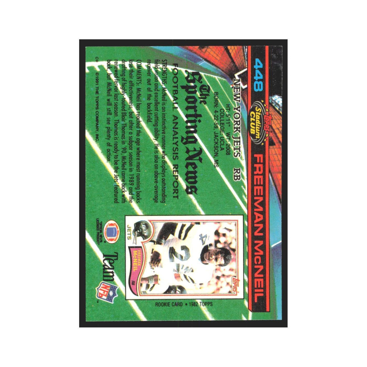 1991 Stadium Club Freeman McNeil Jets #448