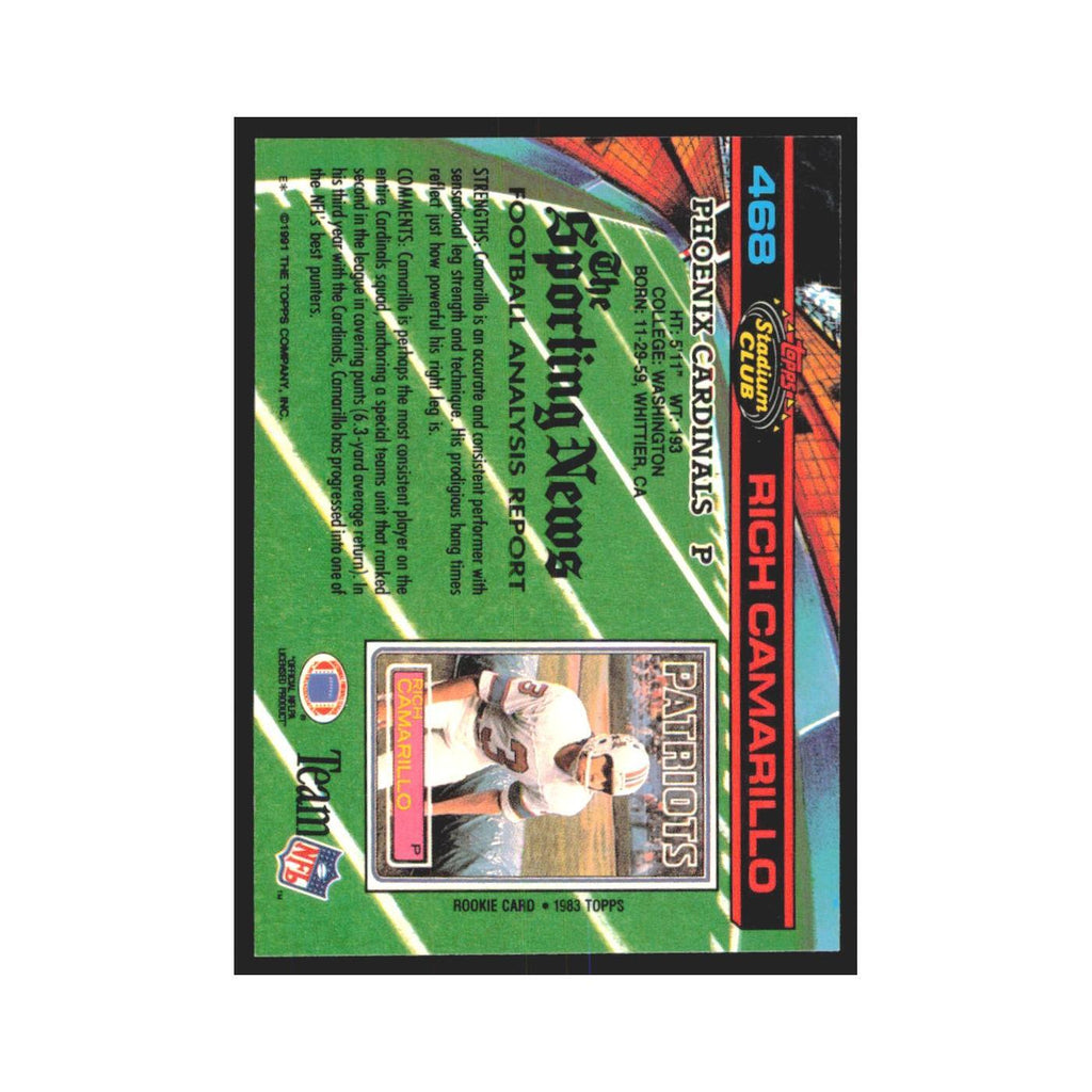 1991 Stadium Club Rich Camarillo Phoenix Cardinals #468