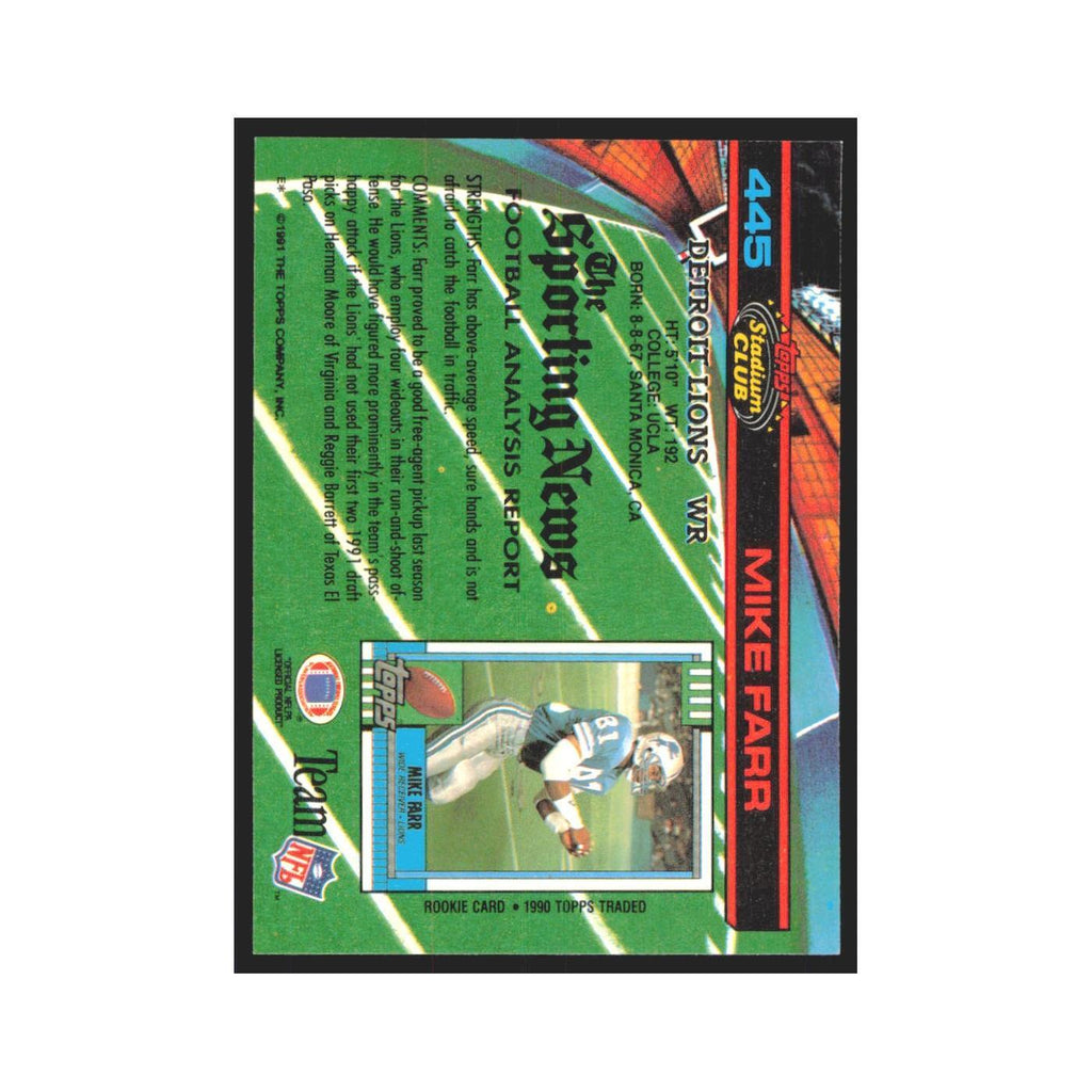 1991 Stadium Club Mike Farr Lions #445