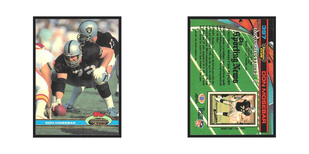 1991 Stadium Club Don Mosebar Los Angeles Raiders #397