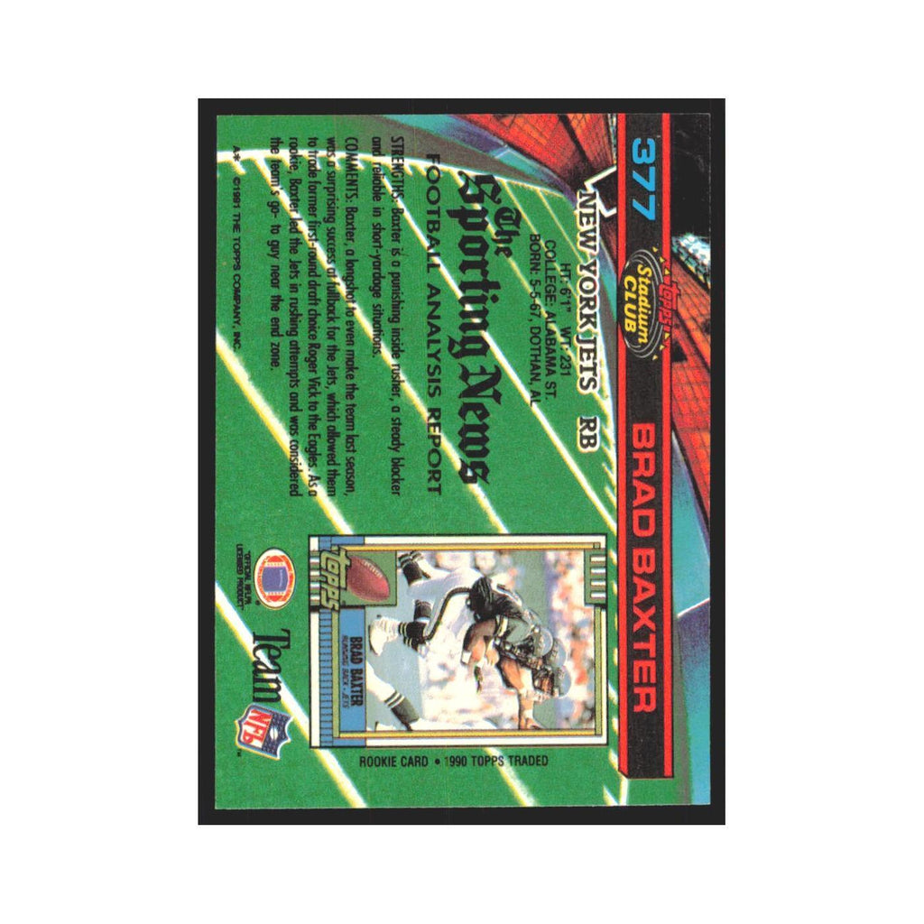 1991 Stadium Club Brad Baxter Jets #377