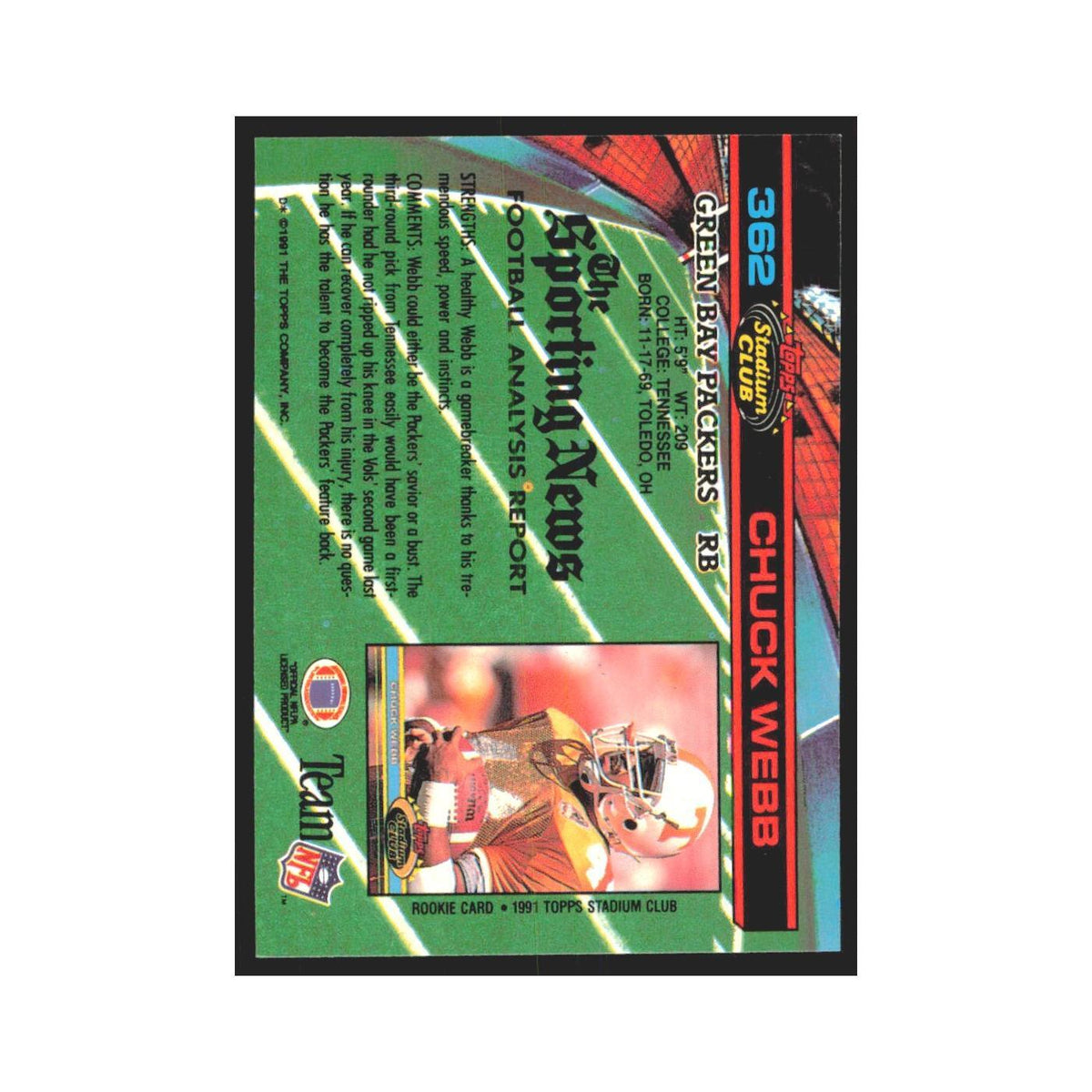 1991 Stadium Club Chuck Webb Packers #362
