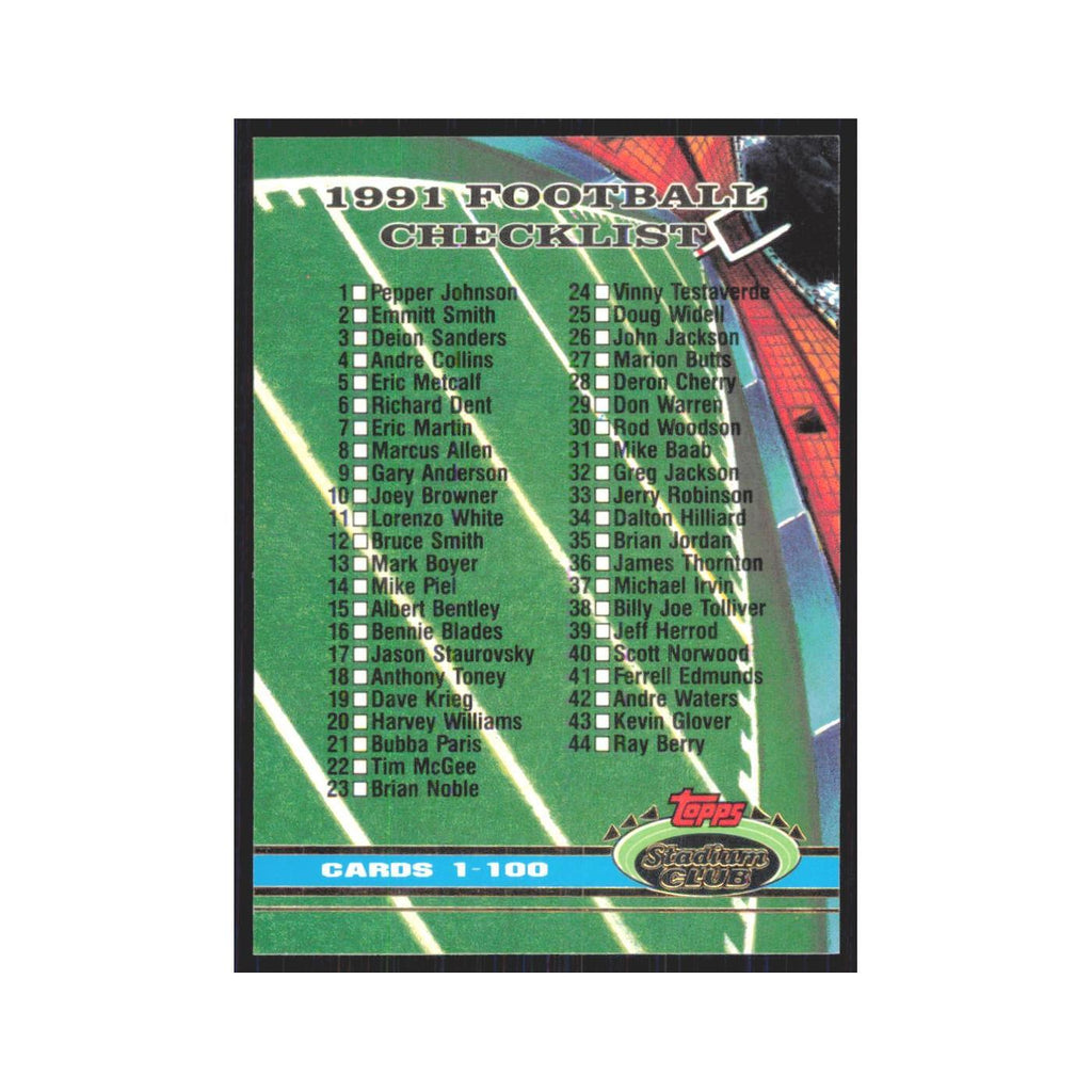 1991 Stadium Club Checklist 1-100 #496