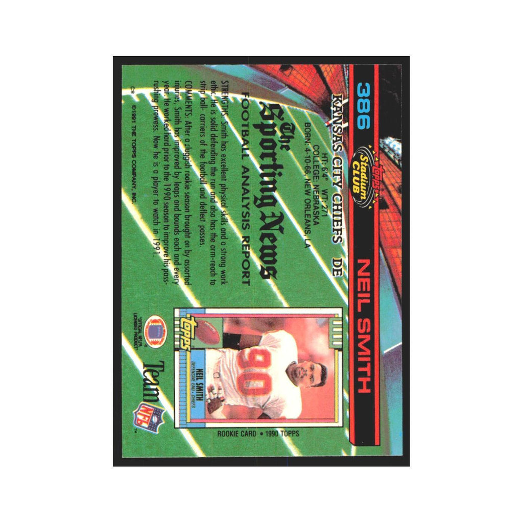 1991 Stadium Club Neil Smith Chiefs #386