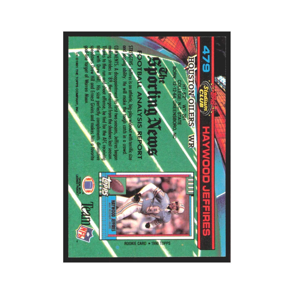 1991 Stadium Club Haywood Jeffires Houston Oilers #479