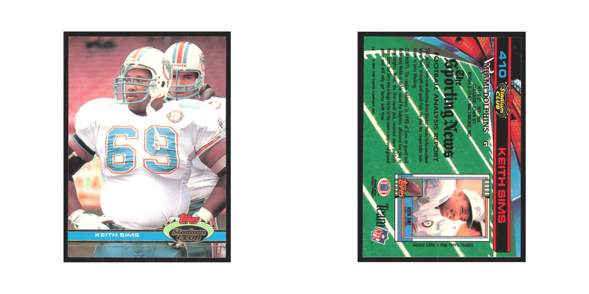 1991 Stadium Club Keith Sims Dolphins #410