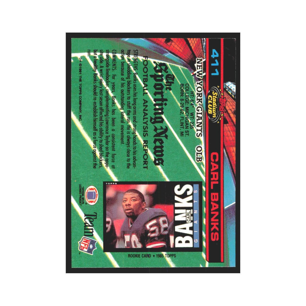 1991 Stadium Club Carl Banks Giants #411