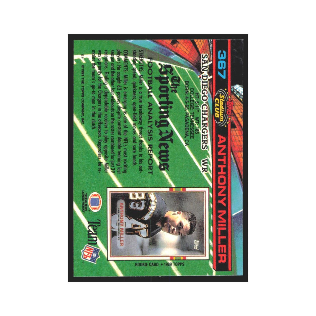1991 Stadium Club Anthony Miller San Diego Chargers #367