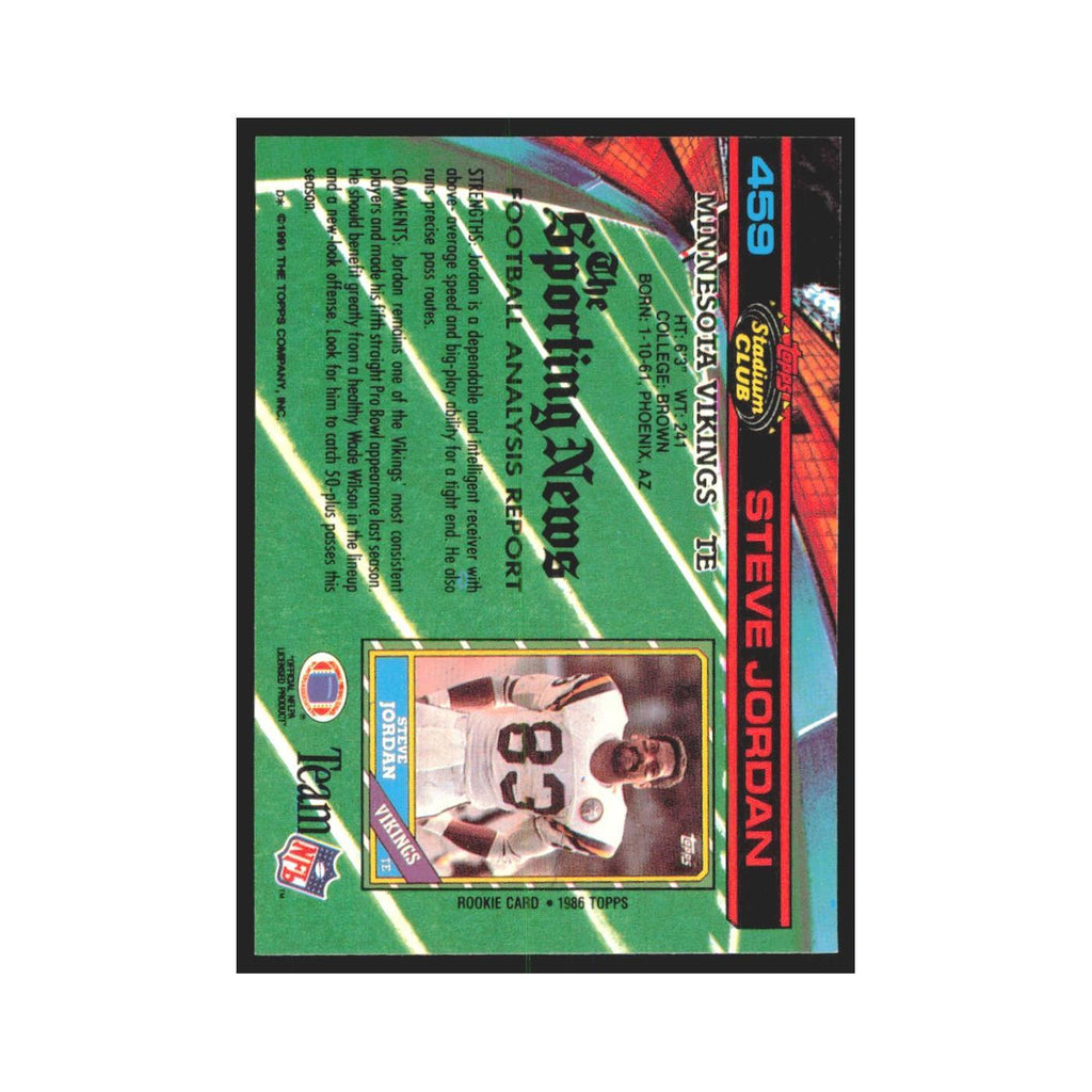 1991 Stadium Club Steve Jordan Vikings #459