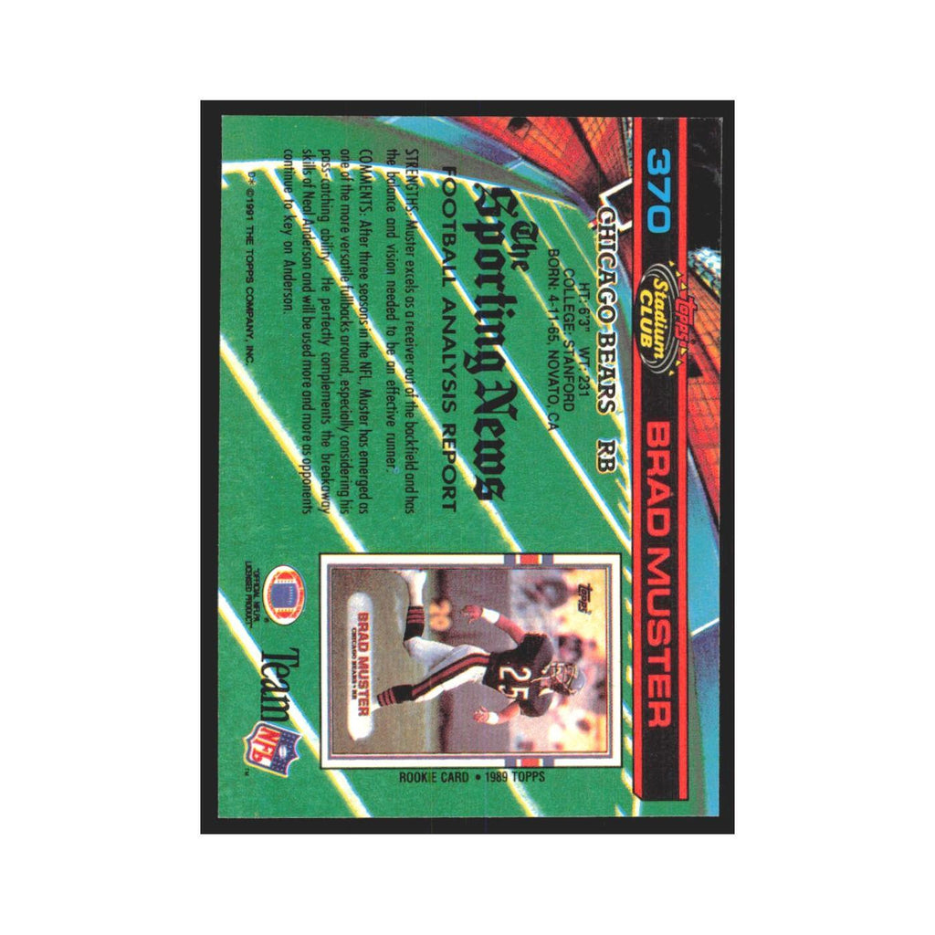 1991 Stadium Club Brad Muster Bears #370