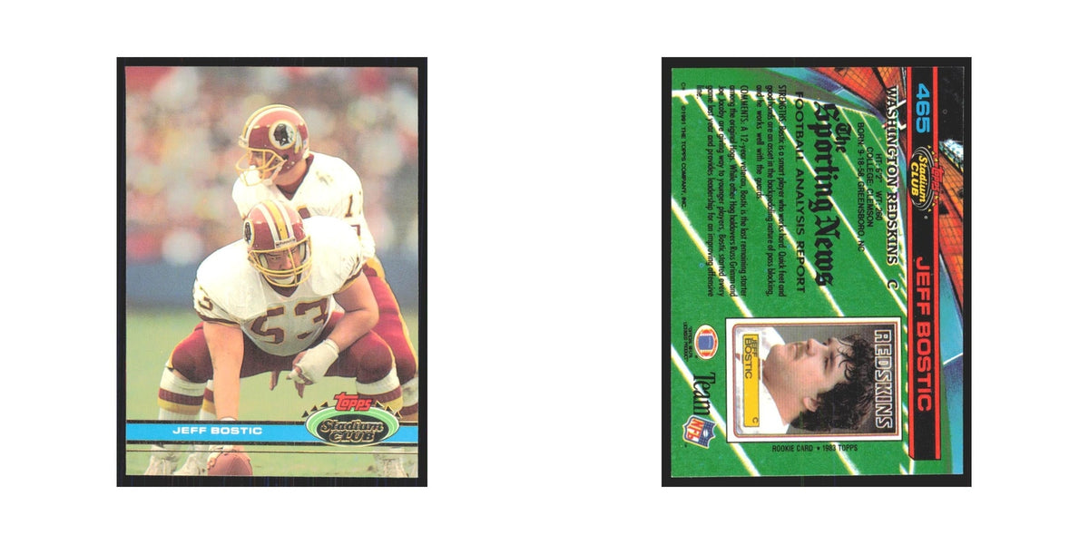 1991 Stadium Club Jeff Bostic Redskins #465