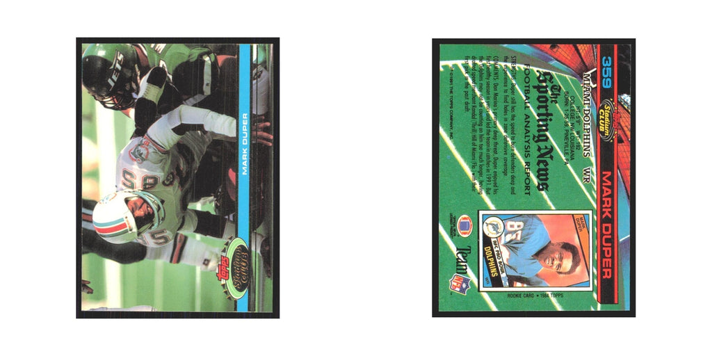 1991 Stadium Club Mark Duper Dolphins #359
