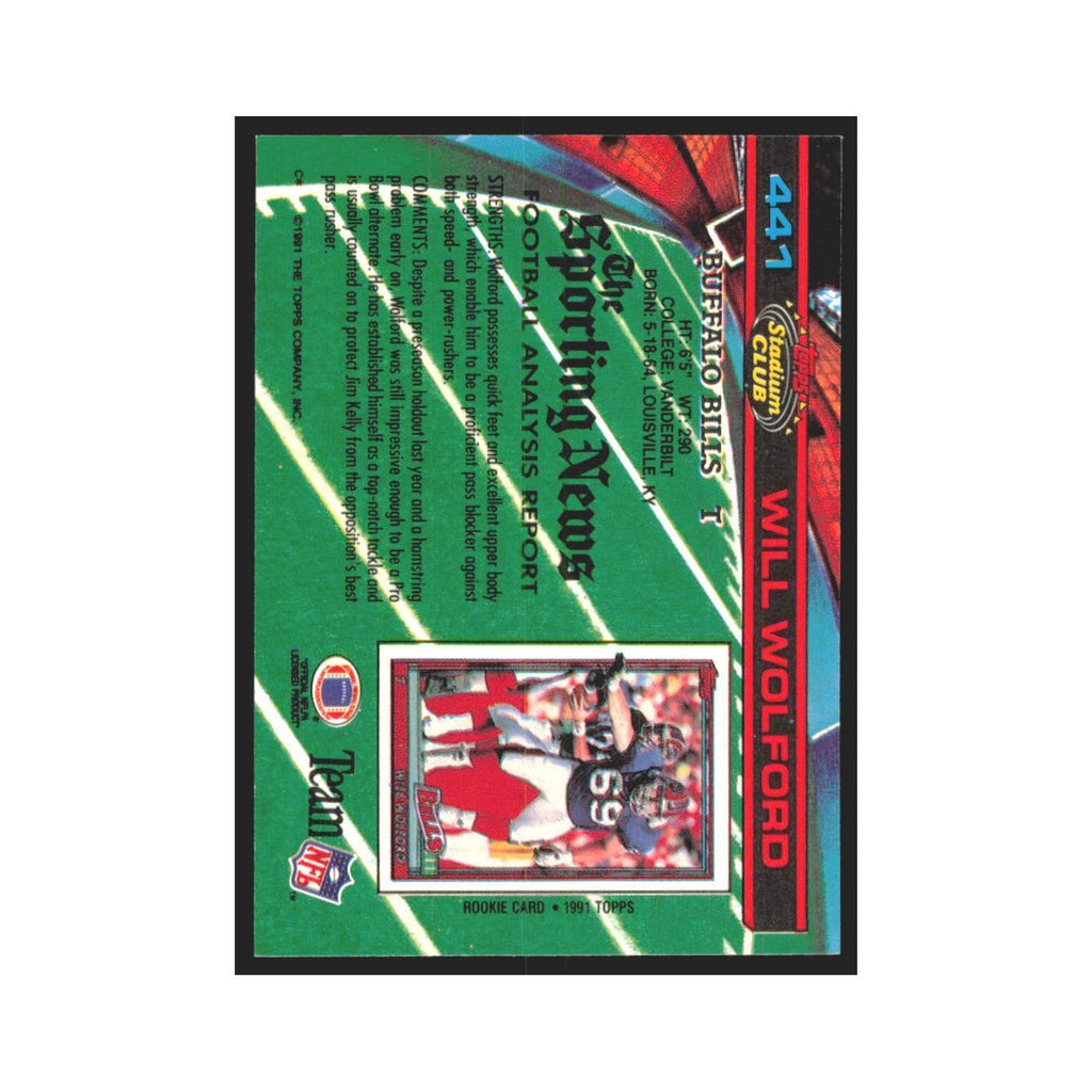 1991 Stadium Club Will Wolford Bills #441