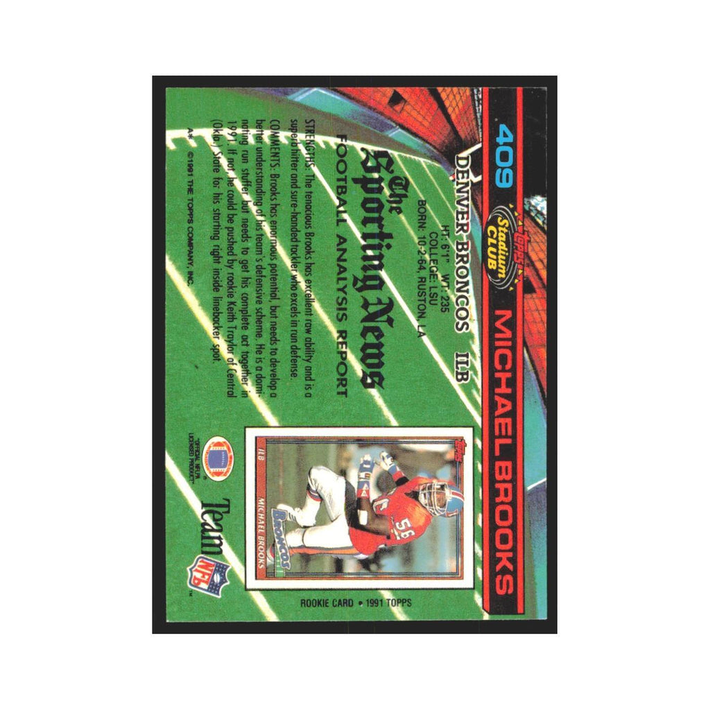 1991 Stadium Club Michael Brooks Broncos #409