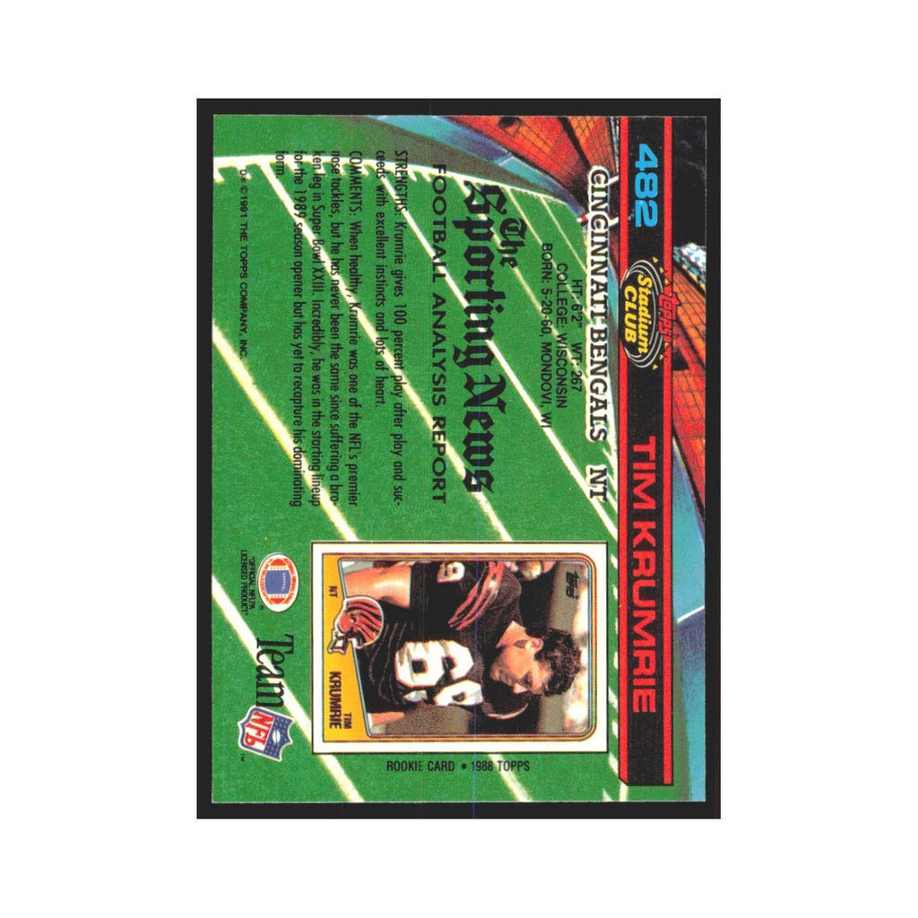 1991 Stadium Club Tim Krumrie Bengals #482