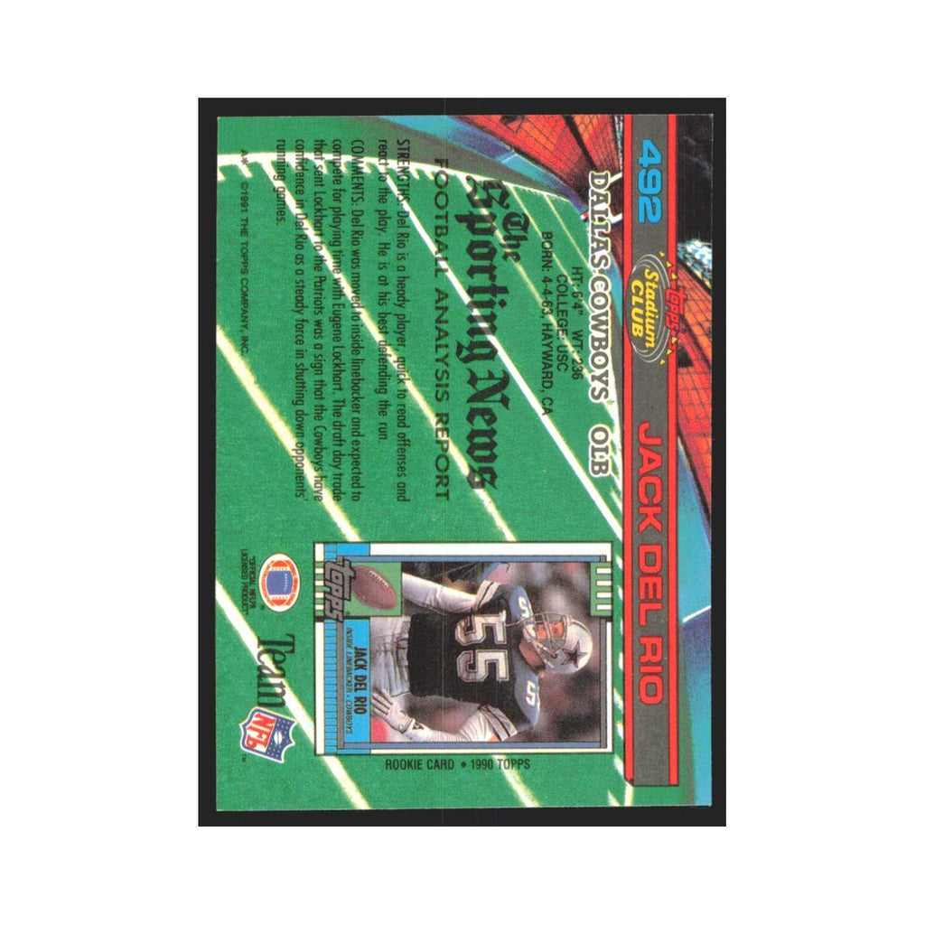1991 Stadium Club Jack Del Rio Cowboys #492