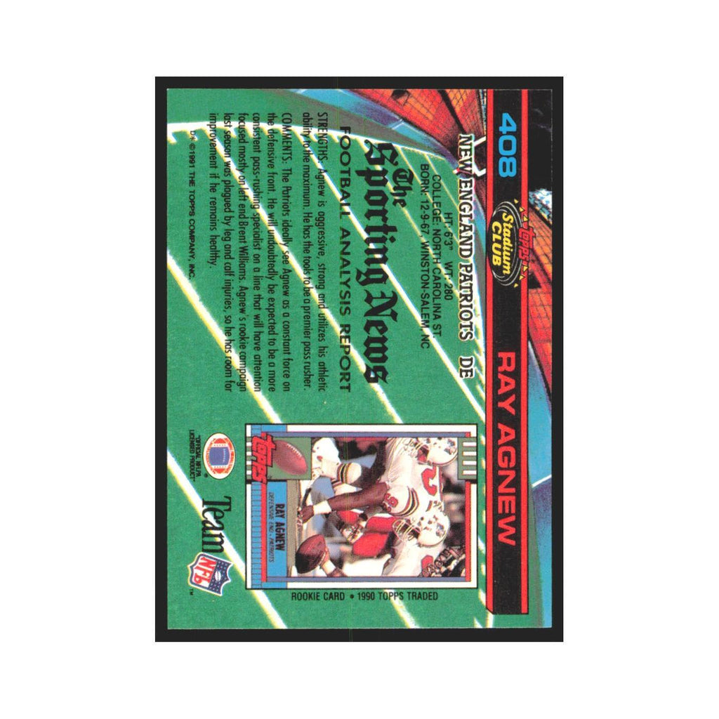 1991 Stadium Club Ray Agnew Patriots #408