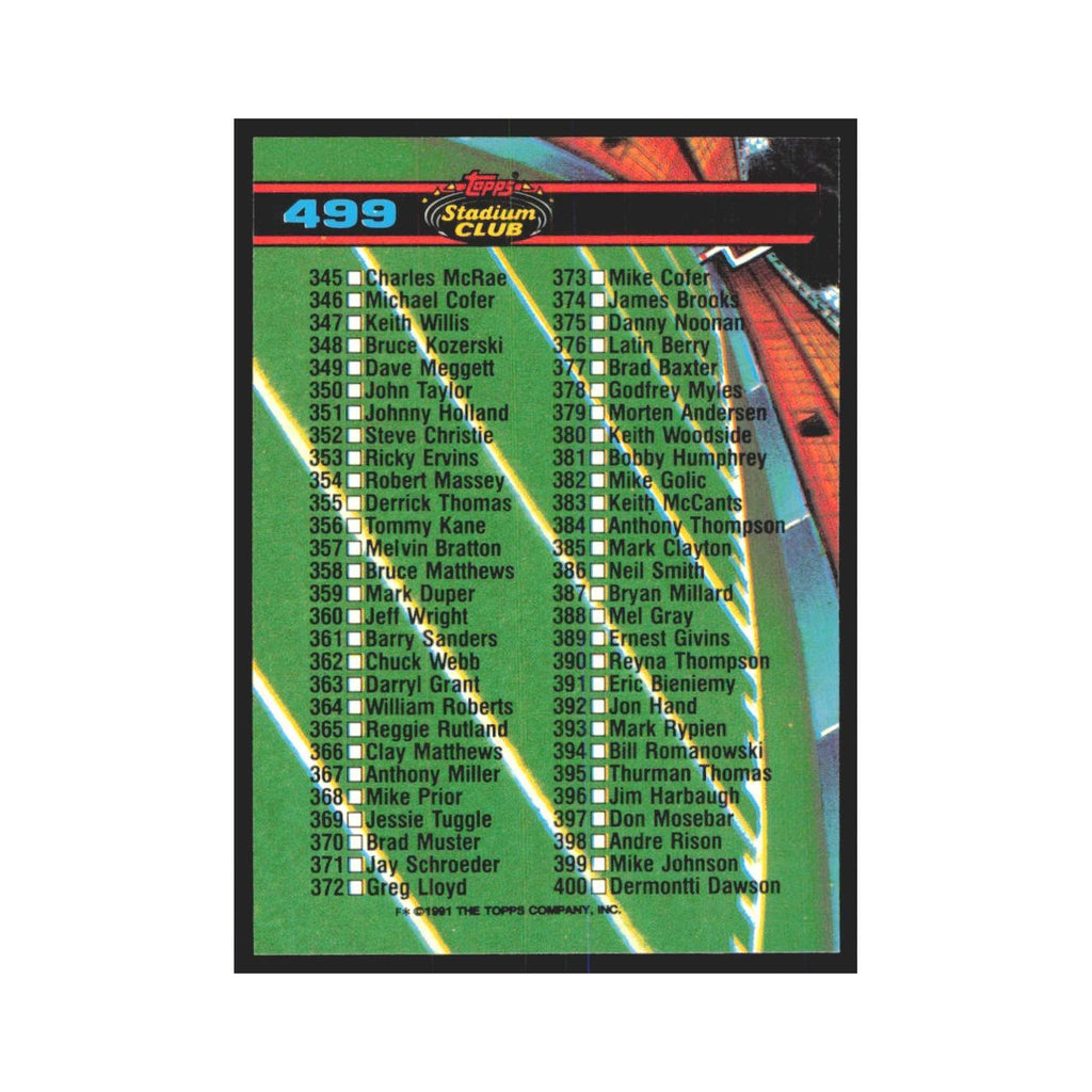 1991 Stadium Club Checklist 301-400 #499