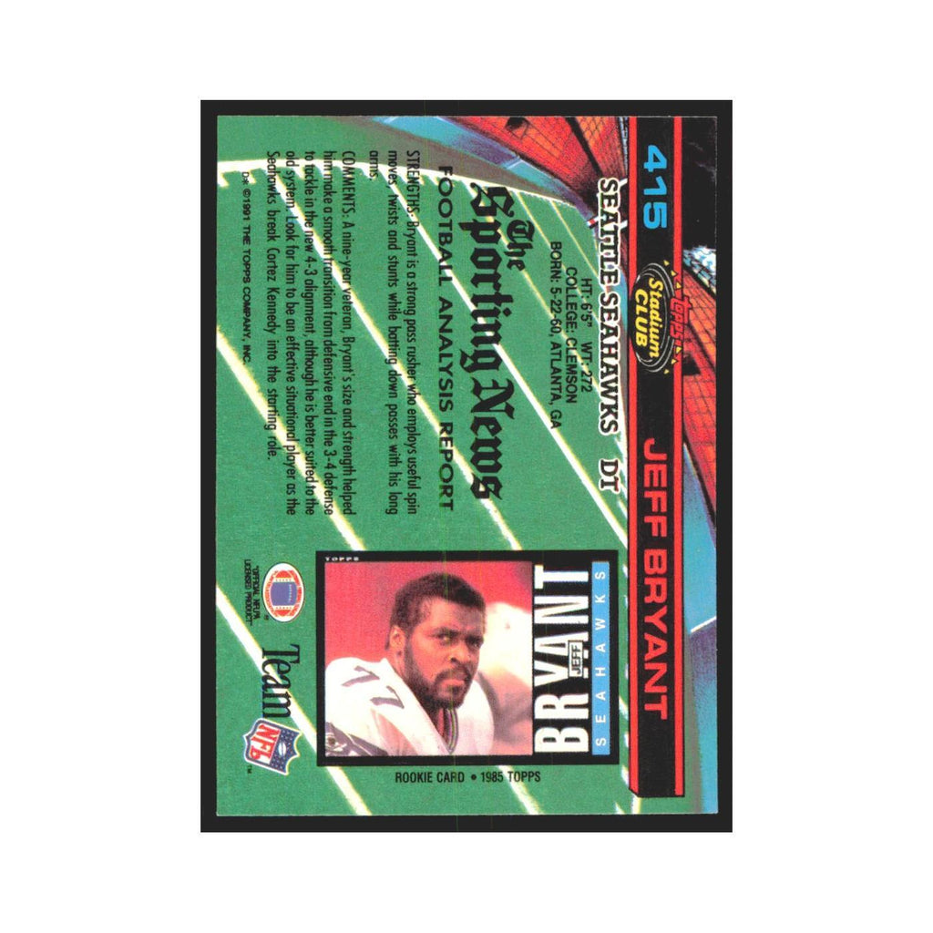 1991 Stadium Club Jeff Bryant Seahawks #415